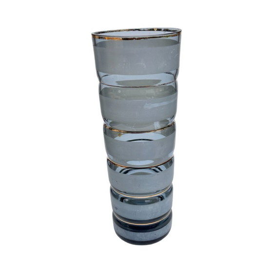 Image 1 of Smoked glass vase with gold stripe decoration, 1960s/1970s.