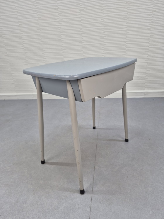 Vintage Bedside Table/Side Table with Drawer, 1950s. – Metal, Wood (photo 8 of 13)