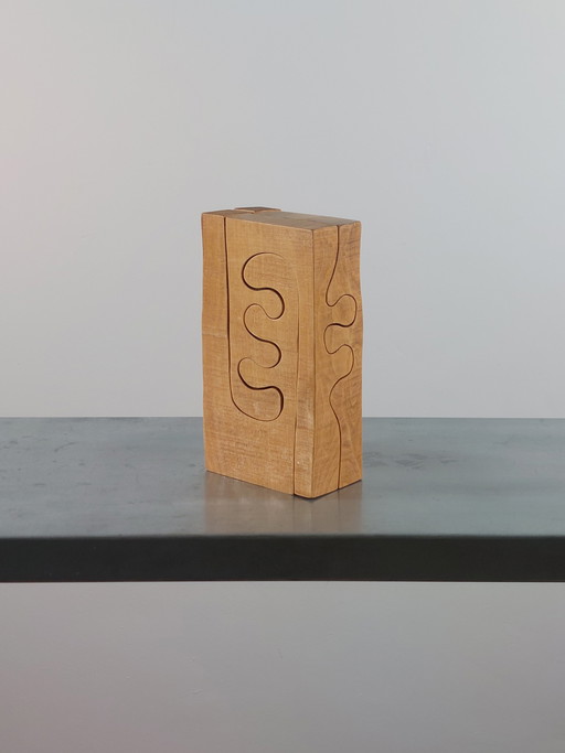 Vintage hölzerne handgeschnitzte Puzzle Holzskulptur Gunnar Kanevad