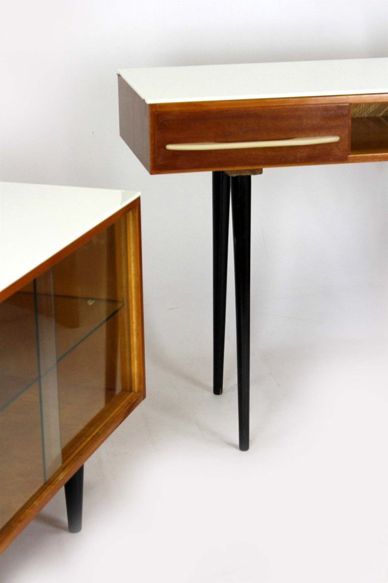 Image 1 of Modular Desks with White Glass Tops by Mojmir Pozar for Up Závody, 1960s, Set of 3