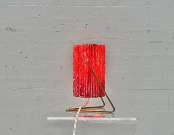 Image 1 of Mid-century table lamp with fabric shade and brass frame, 1960s
