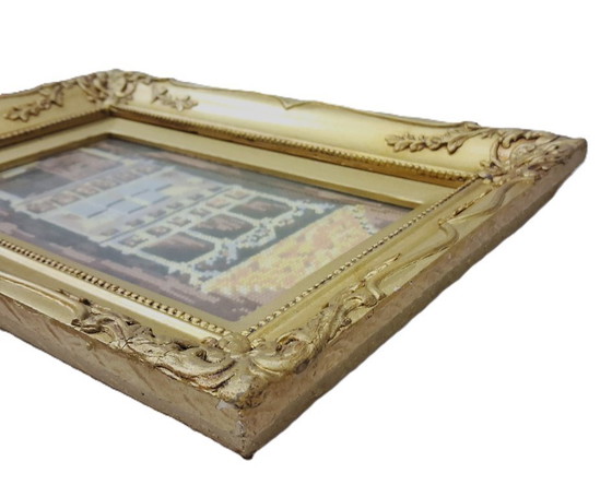 Image 1 of Vintage Needlepoint Artwork in Ornate Gilded Frame