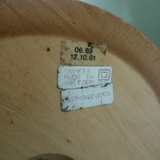 Image 1 of Rare Vintage Lumess "Mushroom" Table Lamp – Swiss Design – Wood & Matte Glass