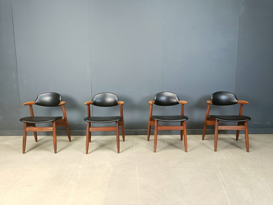 Image 1 of Vintage Cowhorn Dining Chairs by Tijsseling Meubelfabriek, Hulmefa, 1960s, Set of 4