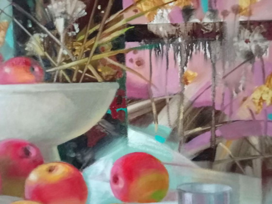 Original Oil Painting Abstract Expressionism Still Life Symbolism Apples – Paintings & Drawings, Canvas (photo 6 of 8)