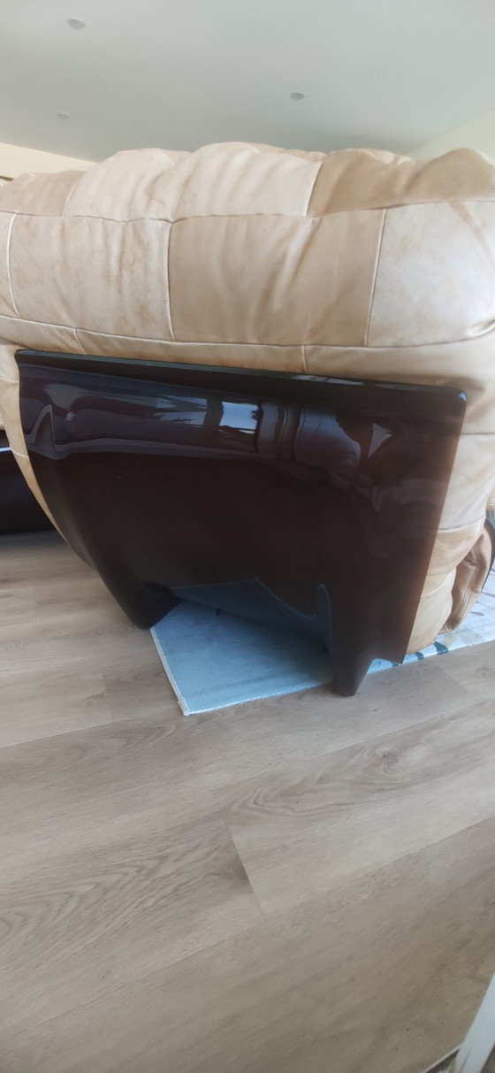 Image 1 of Marsala bank en twee fauteuils van leer, ontworpen door Michel Ducaroy voor Ligne Roset, jaren 70.