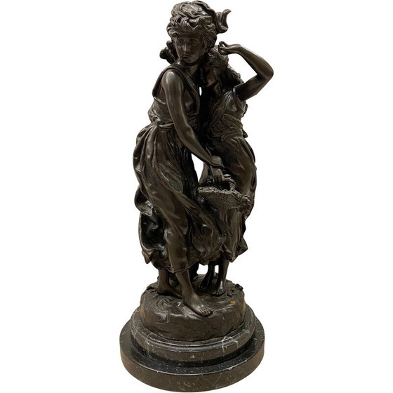 Image 1 of Vintage sculptural group in paved bronzes by Hyppolyte F. Moreau, France