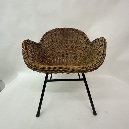 Sedia in vimini di design di metà secolo, anni '50