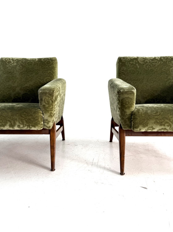 Set of 2 Vintage Armchairs, 1960s – Wood, Textile (photo 4 of 13)