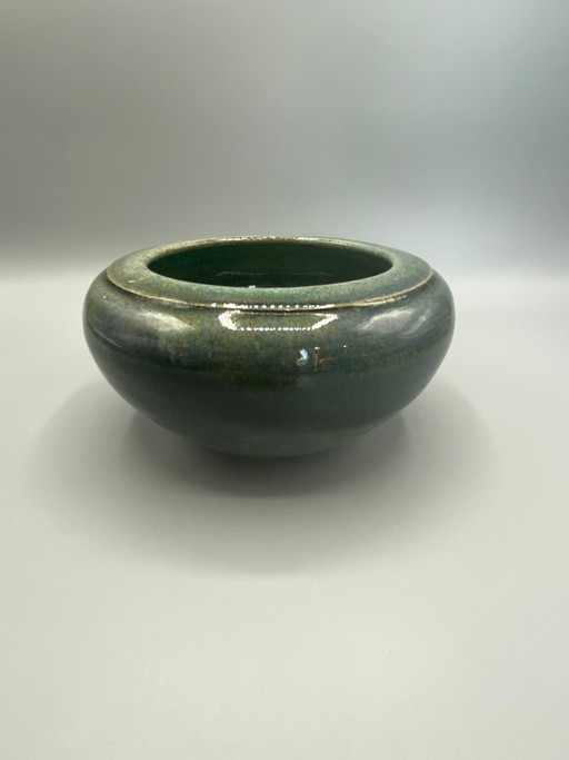 Celadon Green-Grey Glazed Stoneware Cachepot – Asian Inspired – servies