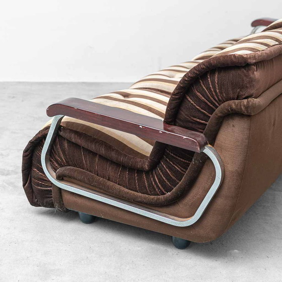Divano modulare vintage Malga a 3 posti in tessuto a righe – Anni '70 – Sofà, Wood, Metal, Italian Design (photo 8 of 13)