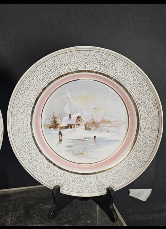 Image 1 of Handbemalte Emaille-Teller, Belgien, 1920