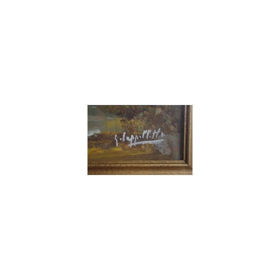 Image 1 of Vintage oil on canvas Landscape with frame by Giovanni Cappelletti, 1970