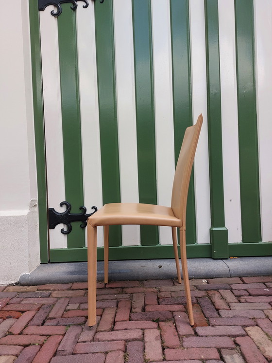 Image 1 of 6 x Kamel-Leder-Esszimmerstühle