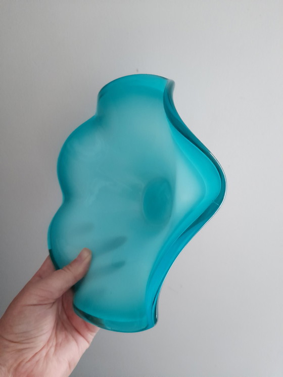 Image 1 of Vintage turquoise glazen lege zak