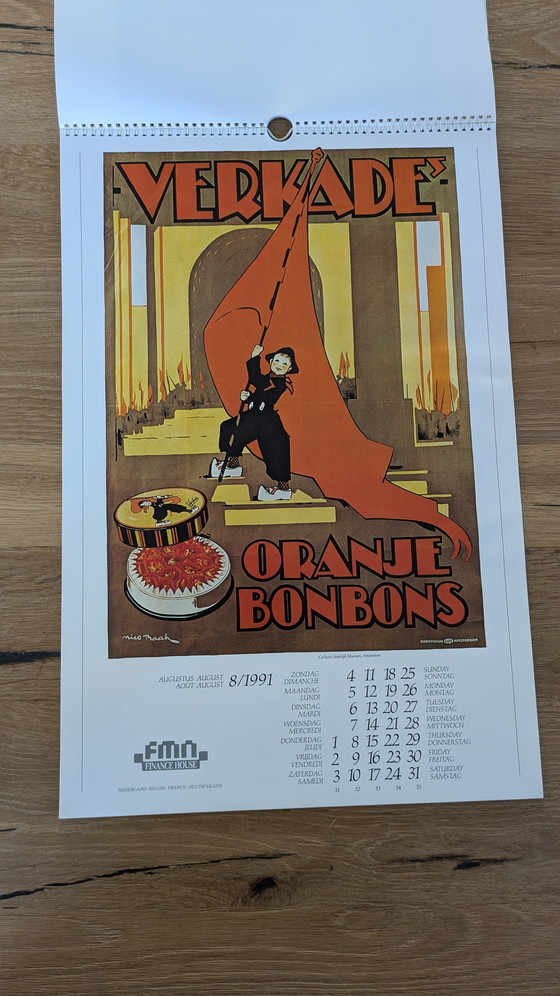 Image 1 of Poster vintage del calendario olandese del 1991 (società finanziaria)