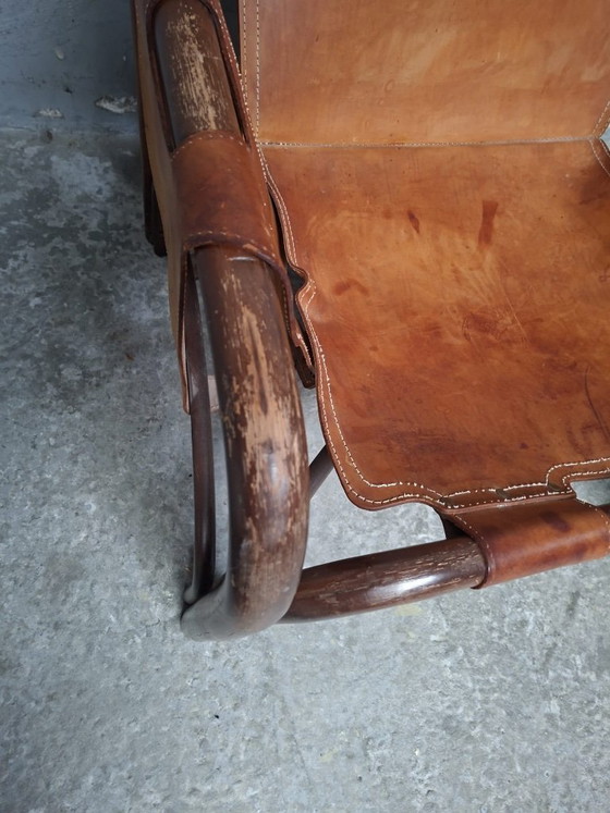 Image 1 of Safari armchair in leather and bamboo by Tito Agnoli for Bonacina 1960S