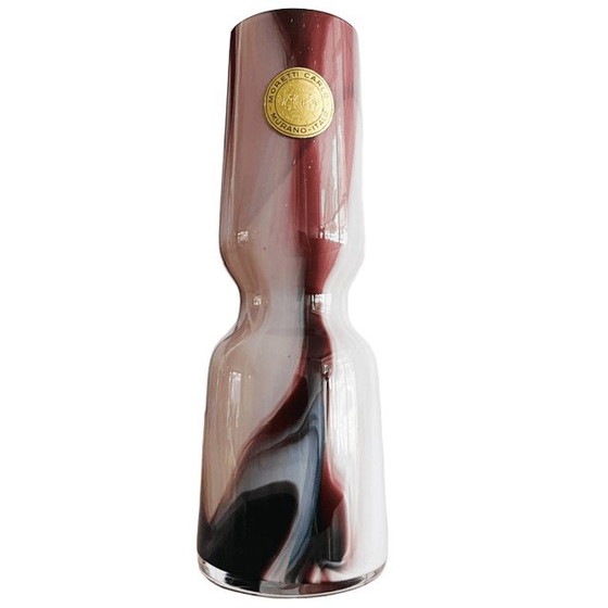 Vintage Mid-Century Carlo Moretti Murano Vase Marbled Opaline White Purple 1970s – Murano Glass (photo 3 of 6)