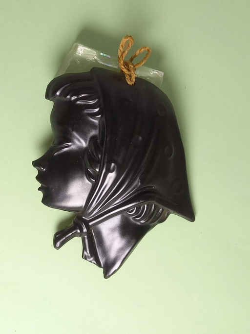 Dameshoofd Zwart Retro Wanddecoratie – decoratieve objecten, Ceramic