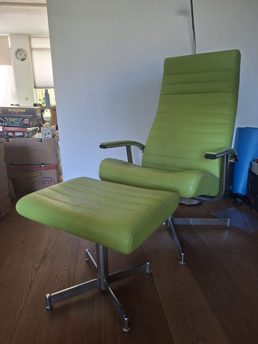 Sillón reclinable Cuba con otomana “Diseño Hulshoff”, silla de cuero – fauteuils, Leather