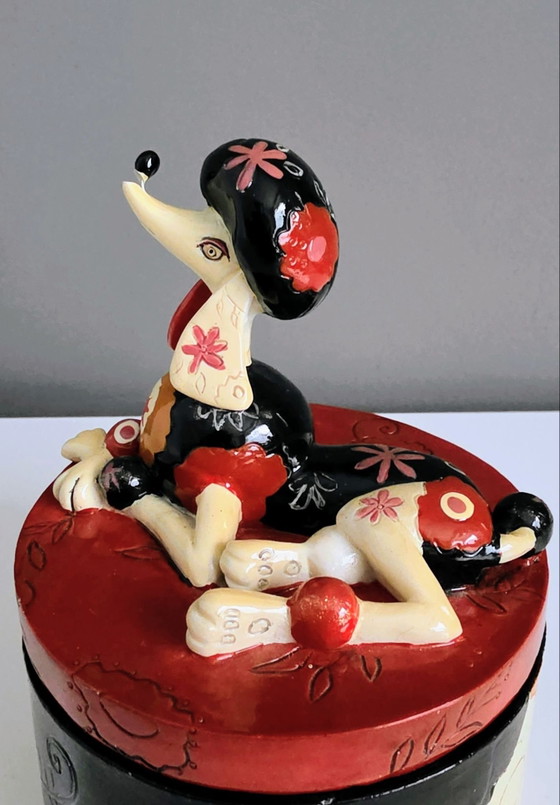 Ceramic dog on jewelry/trinket box, 80s, Decorative Objects, Black (photo 12 of 13)
