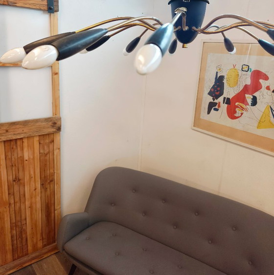 Image 1 of  50er-Jahre-Deckenleuchte/Sputnikleuchte, 12-flammig   