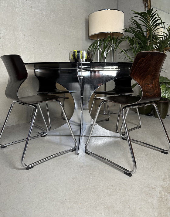 Image 1 of Vintage Design Dining Table - Chrome And Glass - 1970'S