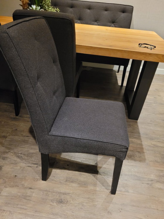 Image 1 of Esstisch aus Holz mit Essbank und 4 Stühlen