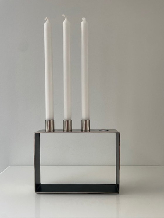 Image 1 of Moderno candeliere in acciaio inox per 3 candele da cena