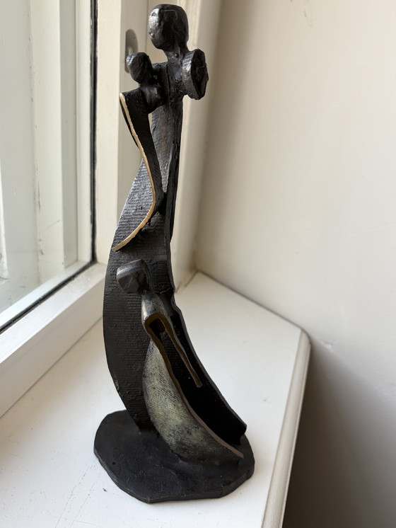 Image 1 of Renée van Leusden (Netherlands, 20th century) Stylized bronze sculpture – Standing female figure Signed and dated 1995