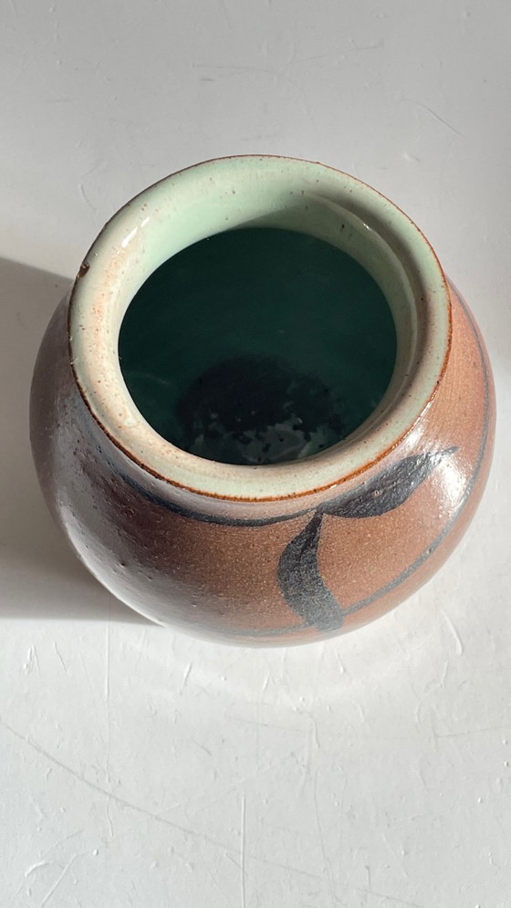 Image 1 of Vintage Signed Handcrafted Stoneware Vase