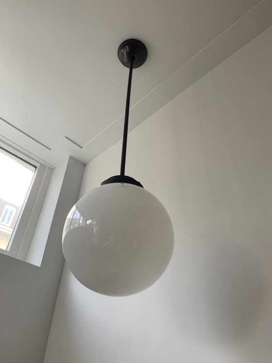 Image 1 of Lampada a sospensione originale vintage in rame rosso e vetro