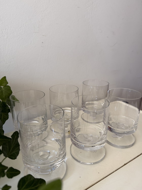 Image 1 of Set van 6 voetglazen Peill kristal