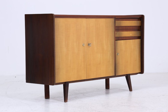 Image 1 of Vintage Sideboard années 60 | Mid Century TV Board avec compartiments Rétro Bois Rangement #07-09
