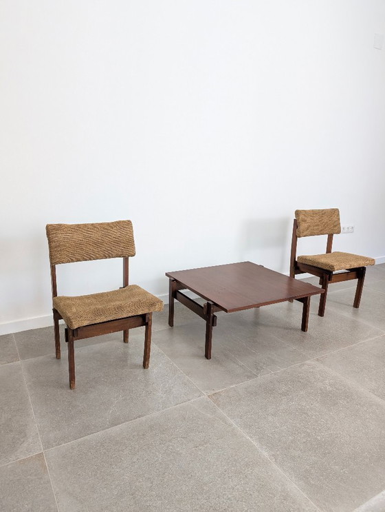 Image 1 of Paire de chaises de style Rietveld avec assise et dossier réglables, années 1950