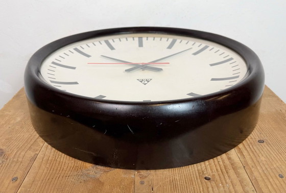 Image 1 of Large Industrial Bakelite Factory Wall Clock from Pragotron, 1950s
