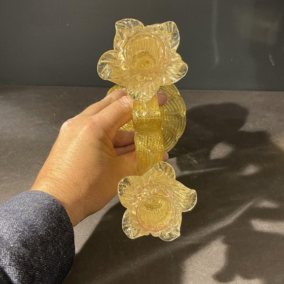 Murano Candleholder in Golden Glitter Glass by Ercole Barovier & Toso, 1950s – Candle holders (photo 14 of 17)