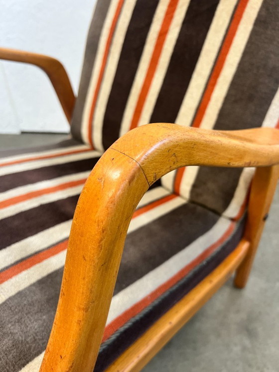 Image 1 of Vintage Fauteuil, Duitsland 1970's, Gestreepte Bekleding