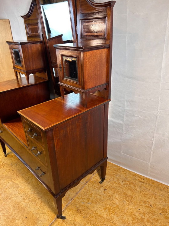 Image 1 of Consola / Tocador de época eduardiana con incrustaciones - 1900-1910 Un impresionante ejemplo de la artesanía eduardiana