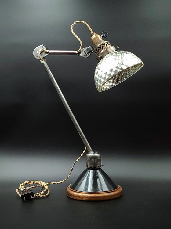 Image 1 of Rare Gras lamp, number 300, 1920s, with mercury glass reflector