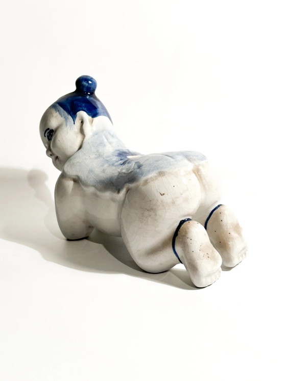 Cuscino in ceramica cinese bianca con decorazioni blu Cina, anni '30 – Oggetti decorativi (photo 6 of 9)