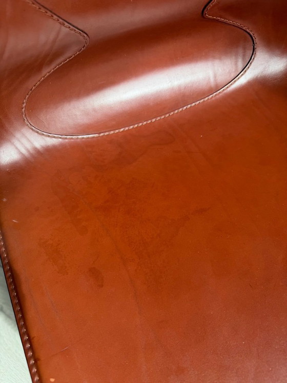 Image 1 of Original Matteo Grassi designer chairs in rare cognac leather – set of 8 in