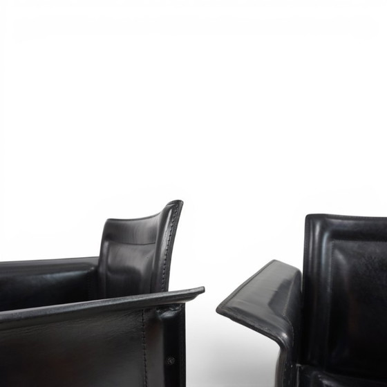 Image 1 of Ensemble de 2 fauteuils Arrben Solaria en cuir noir, par Tito Agnoli, 1970