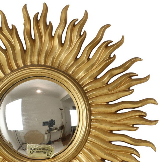 Image 1 of Vintage Bladgoud Vergulde Zonnespiegel Sunburst Convex 52cm