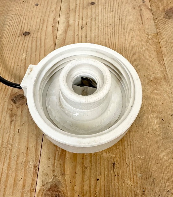 Image 1 of Vintage witte porseleinen hanglamp met matglas, jaren 70