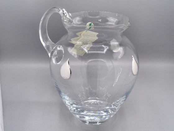 Image 1 of Karaf van geblazen glas met 3 druppels van 925 zilver en 2 proefglazen van geblazen glas.