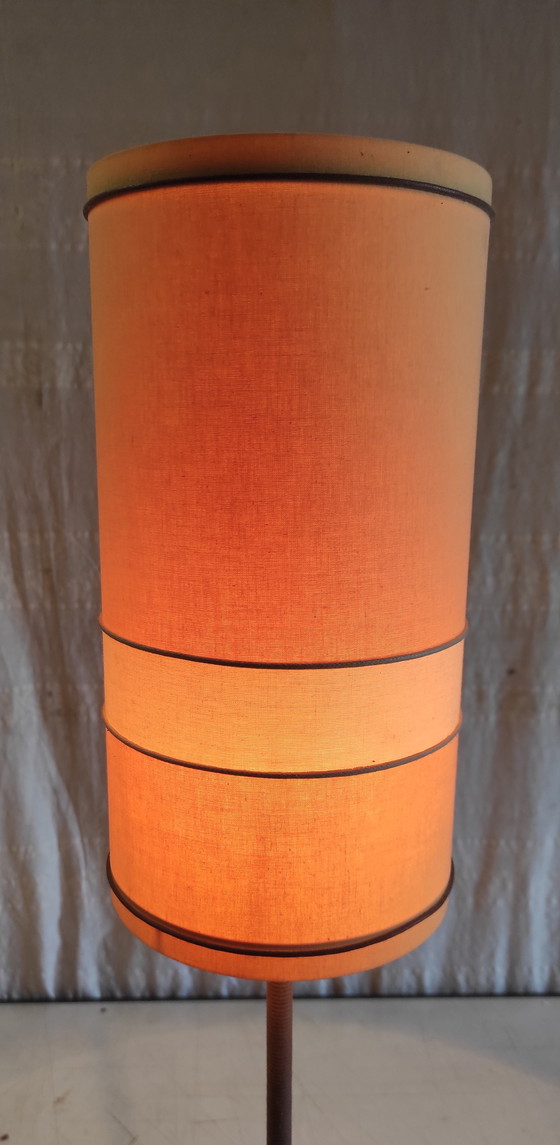 Image 1 of Scandinavian-style table lamp in wood and rope - mid-20th century