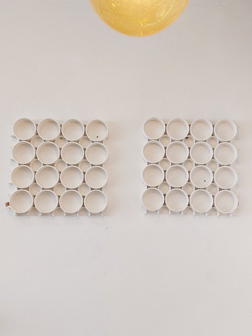 Vintage wall elements white 70s space age (2 pieces)