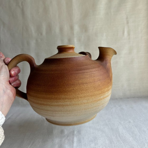 Image 1 of Deense steengoed theepot uit de jaren 70 van Karlslunde Keramik - Sculpturale Wabi Sabi