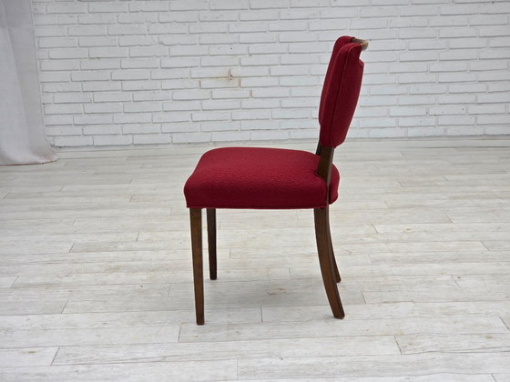 Image 1 of 1960, set van 6 Deense eetkamerstoelen van Slagelse Møbelværk, meubelwol, beukenhout.